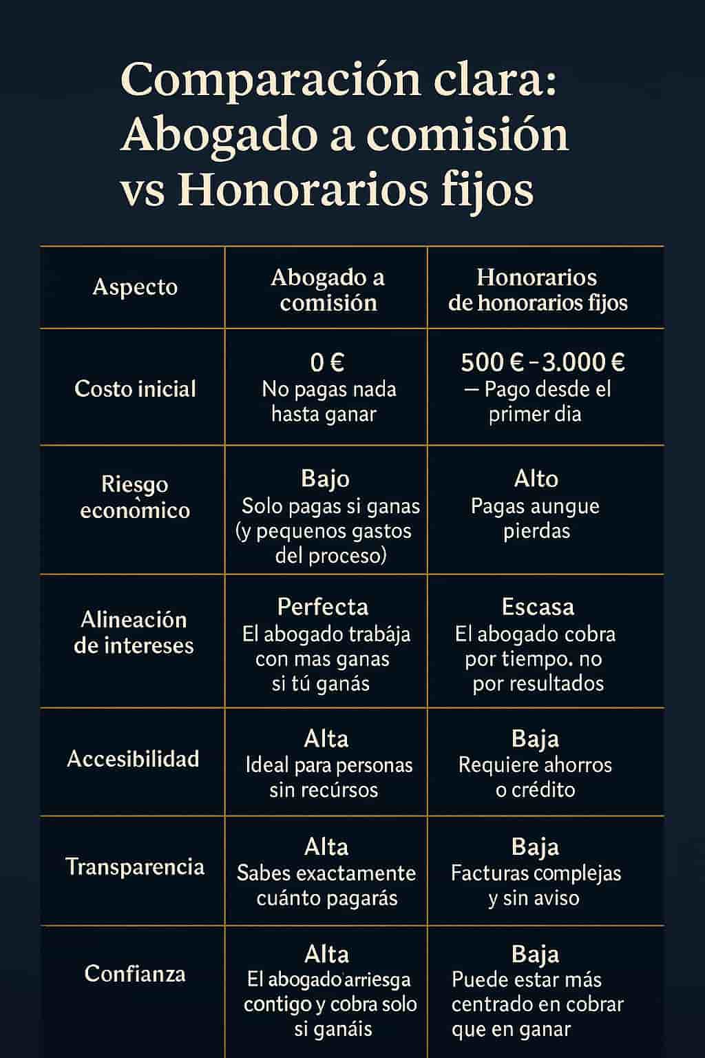 Abogados a comisión vs abogados de honorarios fijos: ¿Cuál es la mejor opción para ti?